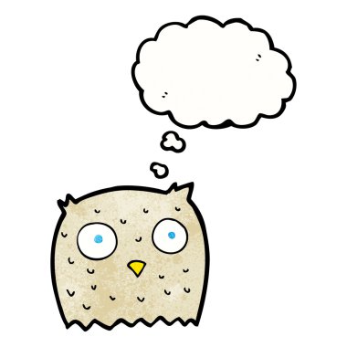 Düşünce baloncuklu çizgi film baykuşu