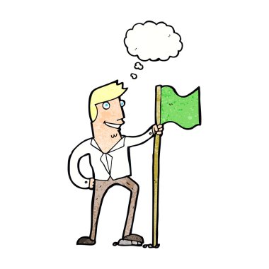 Çizgi filmci bayrak dikiyor.