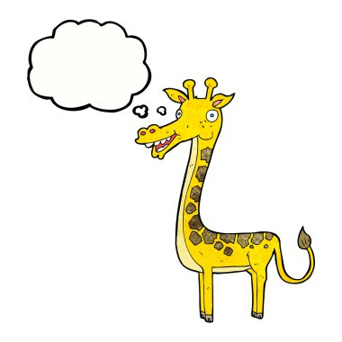 Düşünce baloncuklu çizgi film zürafası