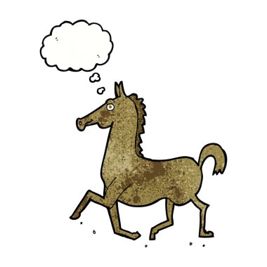 Düşünce baloncuklu çizgi film atı