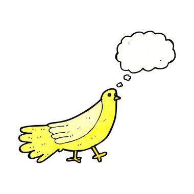 Düşünce baloncuklu çizgi film kuşu