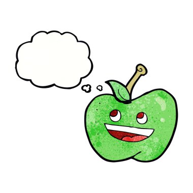 Düşünce baloncuklu çizgi film elması