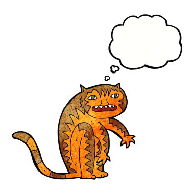 Düşünce baloncuklu çizgi film kaplanı