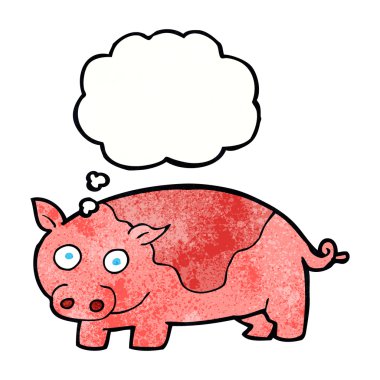 Düşünce baloncuklu çizgi film domuzu