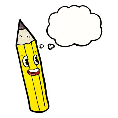 Düşünce baloncuklu karikatür kalem