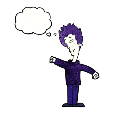 Düşünce baloncuğu olan vampir adam.