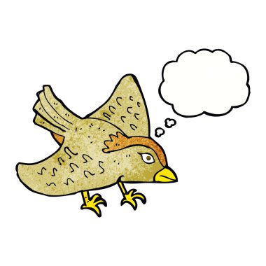 Düşünce baloncuklu çizgi film kuşu