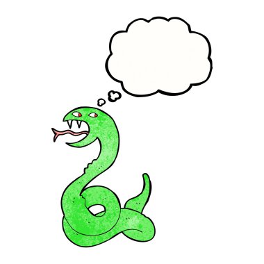 Düşünce baloncuklu tıslayan yılan.