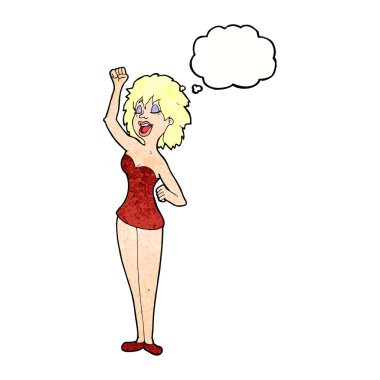 Düşünce baloncuklu kadın