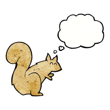 Düşünce baloncuklu bir sincap.