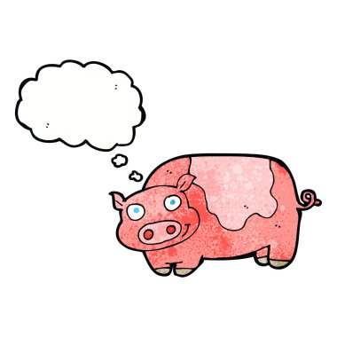 Düşünce baloncuklu çizgi film domuzu