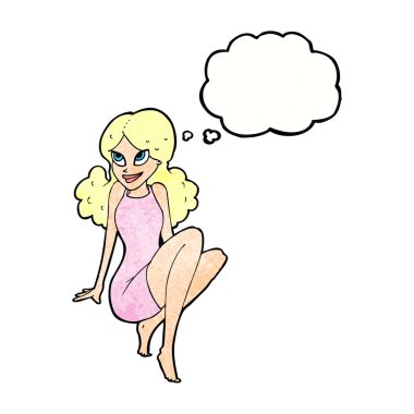 karikatür çekici kadın poz veriyor