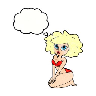 Çizgi filmdeki kadın bikini giyiyor