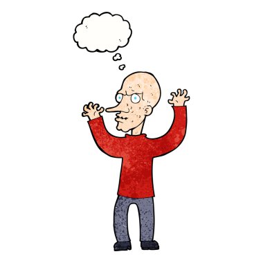 Düşünce baloncuğu olan kötü adam çizgi filmi