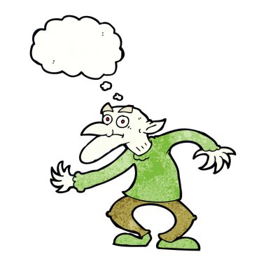 Düşünce baloncuklu çizgi film cini