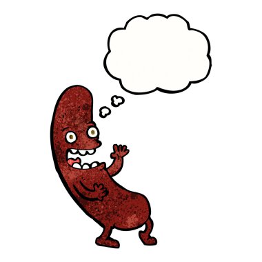 Düşünce baloncuklu çizgi film sosisi