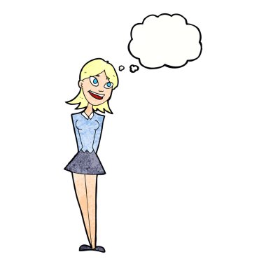 Mutlu düşünce balonu kadınla