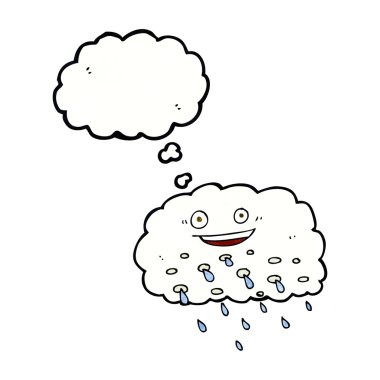 Düşünce baloncuklu çizgi film yağmur bulutu