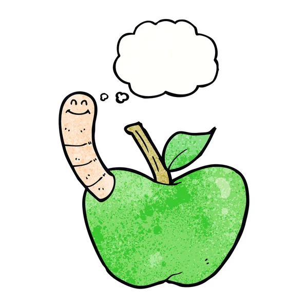 Vers de dessin animé dans la pomme — Image vectorielle