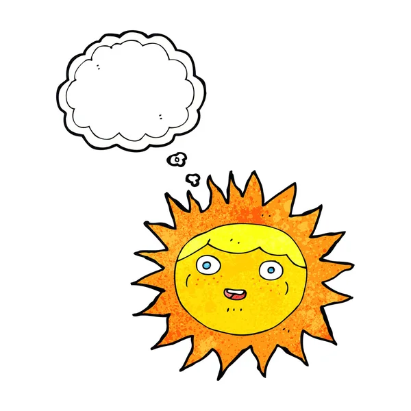 Sun cartoon character with thought bubble — Stock Vector