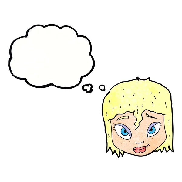 Cartoon female face with thought bubble — Stock Vector