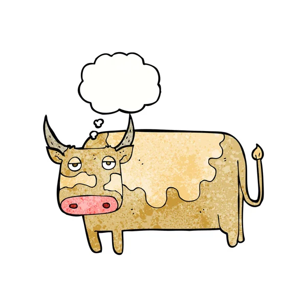 Vaca de dibujos animados con burbuja de pensamiento — Vector de stock