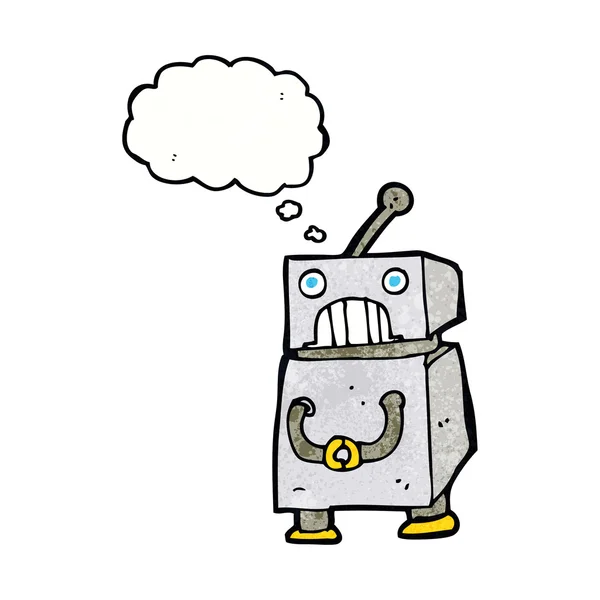 Robot de dibujos animados con burbuja de pensamiento — Vector de stock