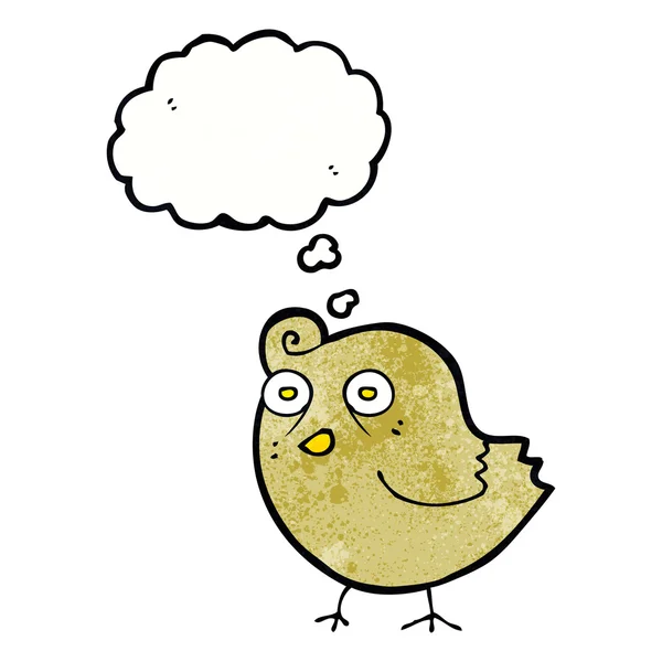 Düşünce baloncuklu komik çizgi film kuşu — Stok Vektör