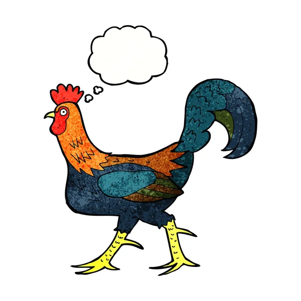 Kartun ayam dengan pikiran gelembung - Stok Vektor