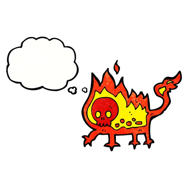 Desenho animado pequeno demônio fogo — Vetor de Stock
