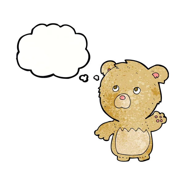 Oso de peluche de dibujos animados con burbuja de pensamiento — Vector de stock