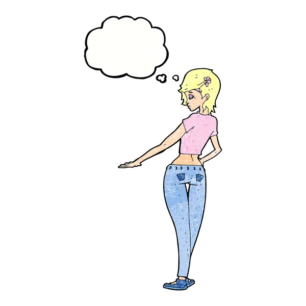 Jolie fille en jeans et tee — Image vectorielle