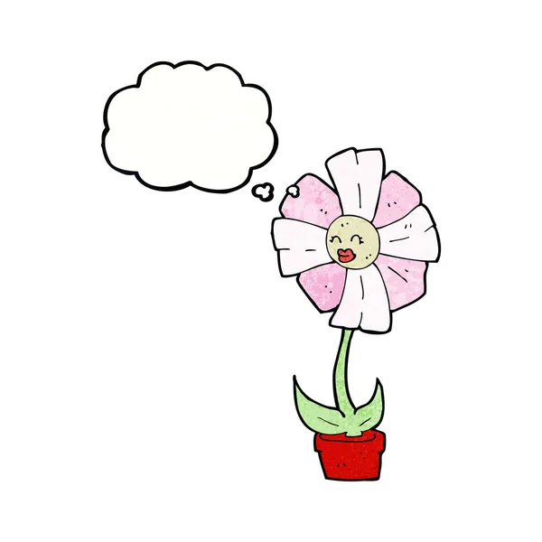 Cartoon bloem met gedachte zeepbel — Stockvector