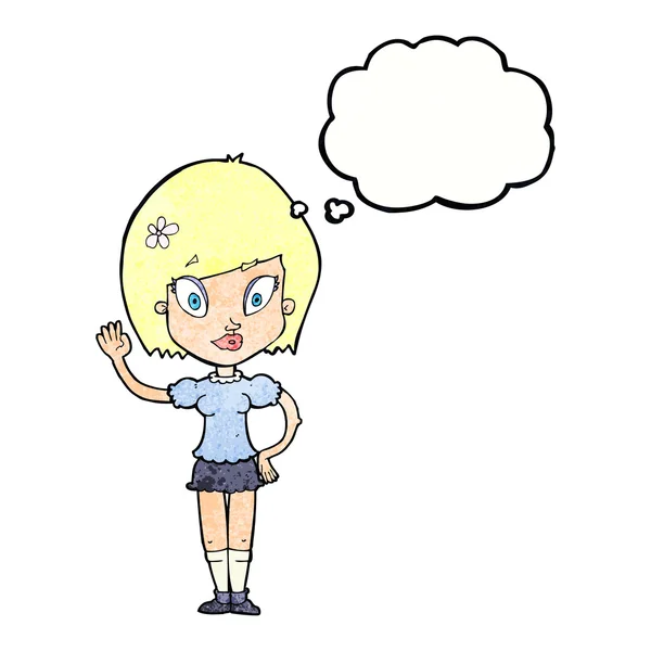 Cartoon vrouw shrugging schouders — Stockvector