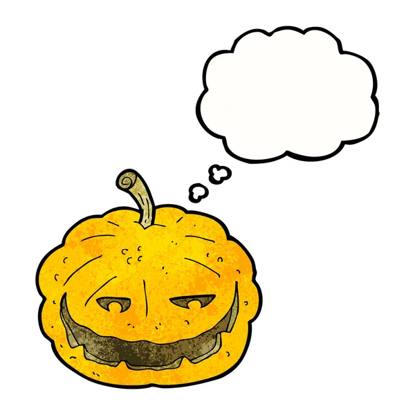 Cartoon halloween pumpkin with thought bubble — Stock Vector