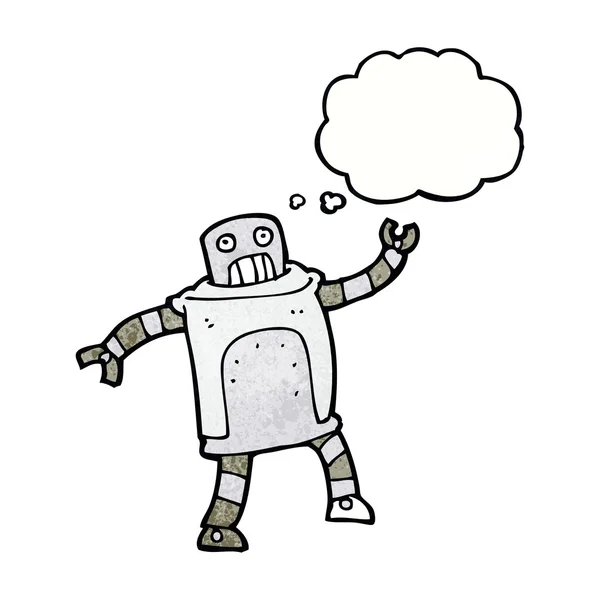 Cartoon robot with thought bubble — Stock Vector