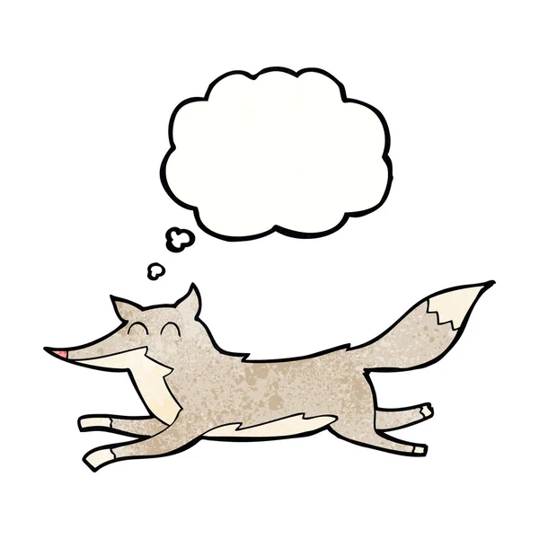 Dessin animé course loup avec bulle de pensée — Image vectorielle