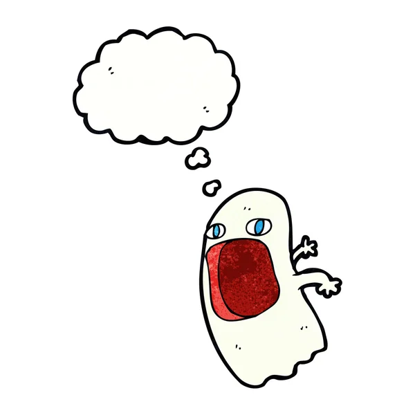 Funny cartoon ghost with thought bubble — Stock Vector