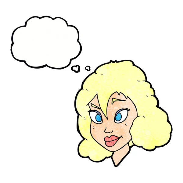 思考バブルを持つ漫画の可愛い女性は — ストックベクタ