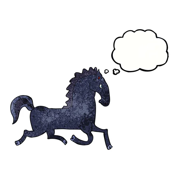 Cartoon running black stallion — Stock Vector