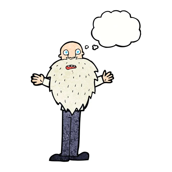 Cartoon bearded old man with thought bubble — Stock Vector