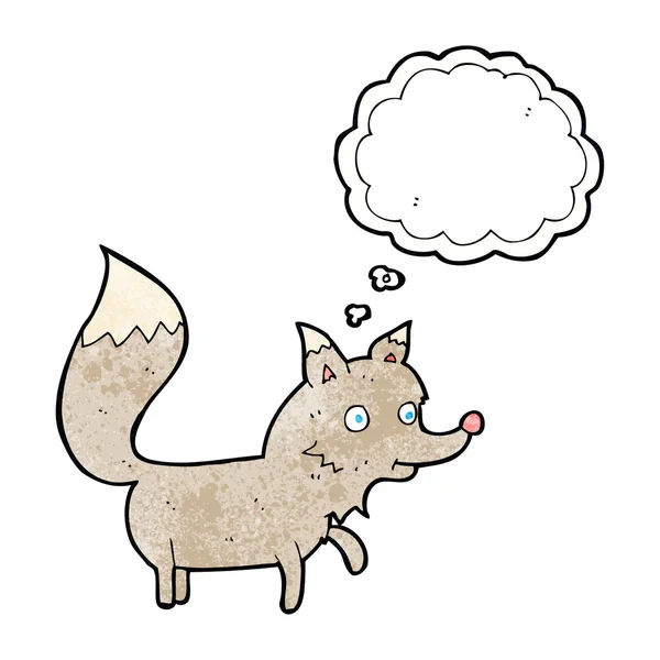 Louveteau loup dessin animé avec bulle de pensée — Image vectorielle