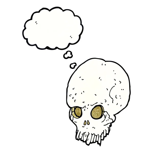Düşünce baloncuklu ürkütücü kafatası — Stok Vektör