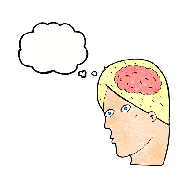 脳のシンボルを持つ漫画の頭 — ストックベクタ