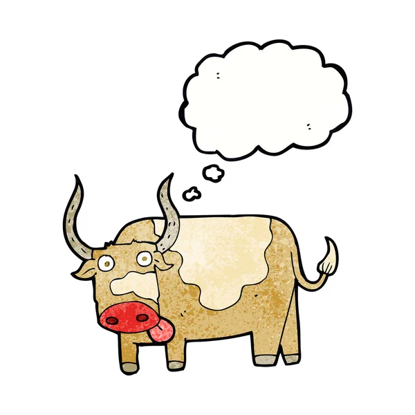 Toro de dibujos animados con burbuja de pensamiento — Vector de stock