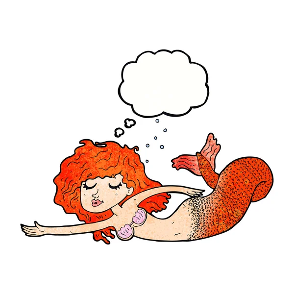 Sirena de dibujos animados con burbuja de pensamiento — Vector de stock