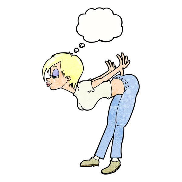 Cartoon sexy Frau mit Gedankenblase — Stockvektor