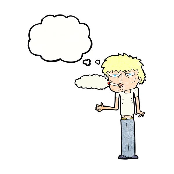 Fumeur de dessin animé avec bulle de pensée — Image vectorielle