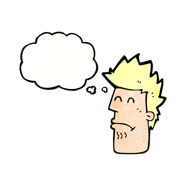 Kreslený muž se cítí špatně s myšlenkovou bublinou — Stockový vektor