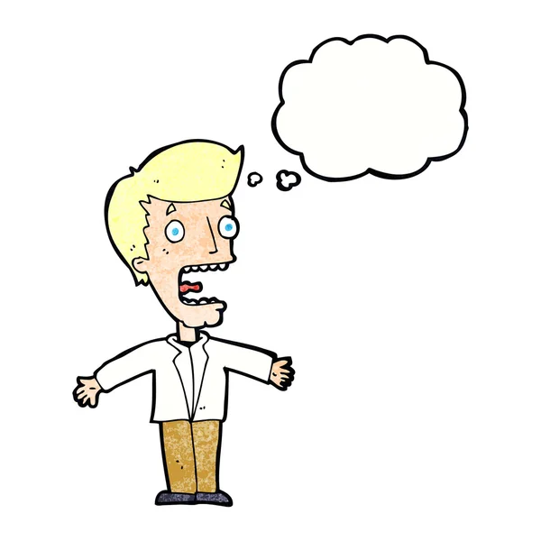 Dibujos animados gritando hombre con burbuja de pensamiento — Archivo Imágenes Vectoriales